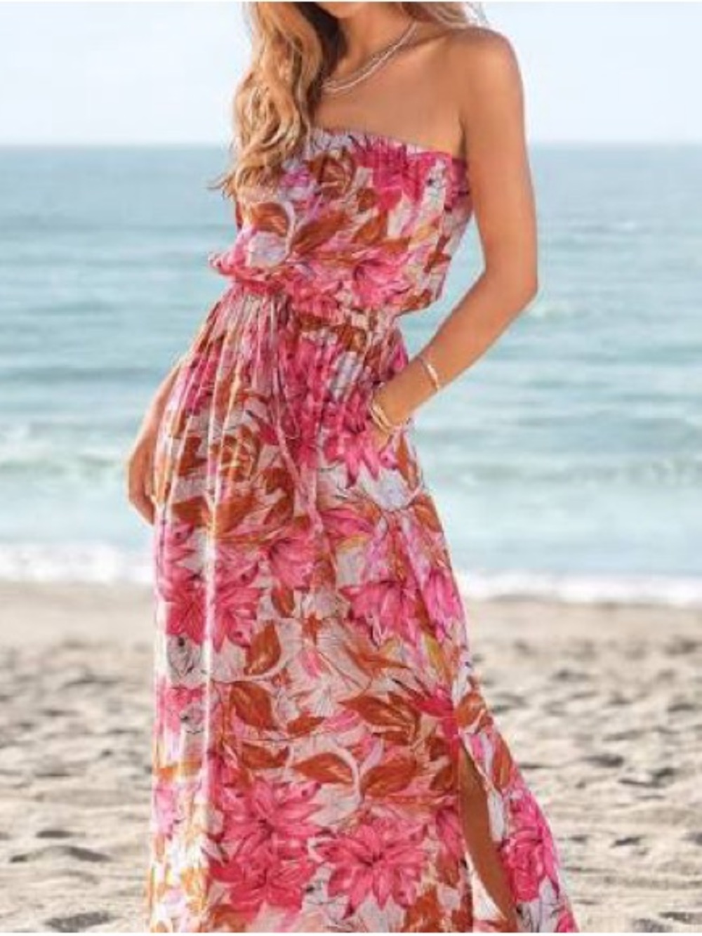 NEW! LASCANA For Venus Summer Strapless Beach Floral Maxi Dress -  NWOT